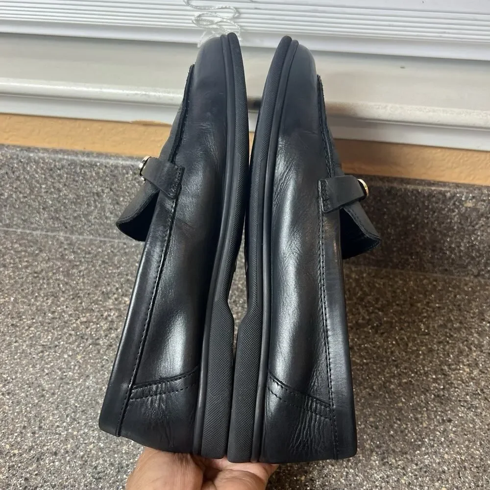 Aldo Pillow Walk Comfort Casual Shoes Black Leather Womens Size 10 Slip On Flats